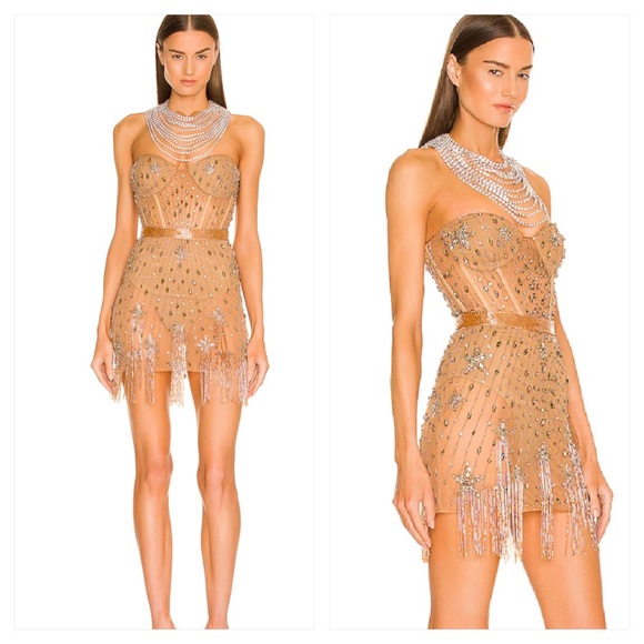 dundas Dresses & Skirts - dundas x revolve Marilyn Embellished Mini Dress in Gold